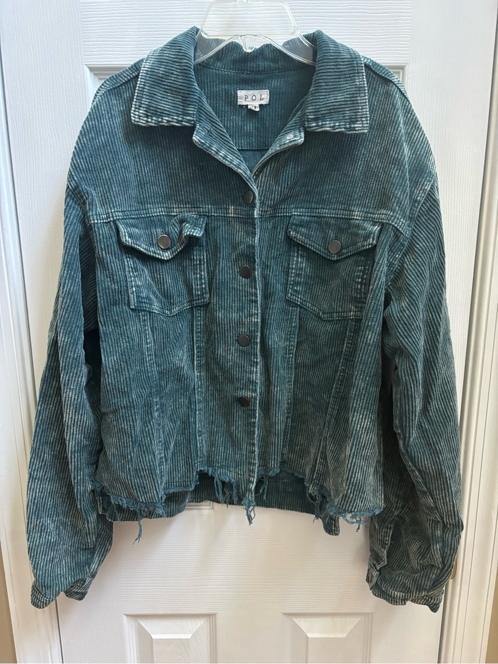 POL Hunter Corduroy Button-Up Distressed Hem Jacket, Size M (oversized) EUC - Picture 2 of 6